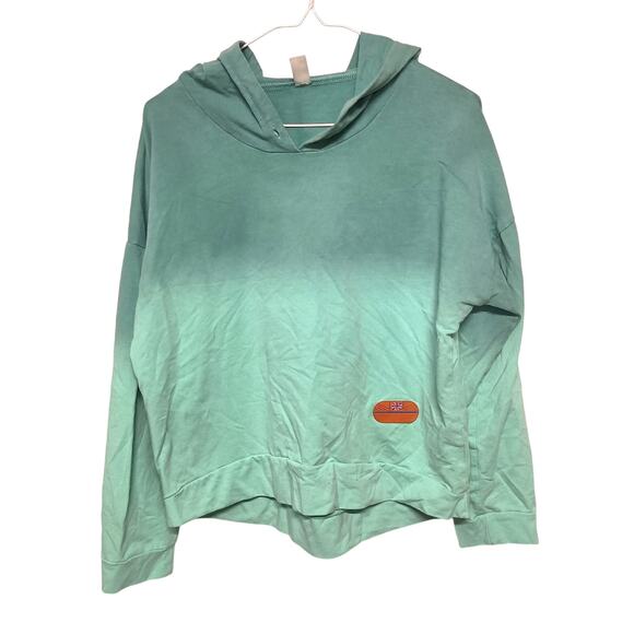 Oversized Turquoise Ombre Crop Hoodie | Size M | Lightweight & Stylish - Picture 1 of 5